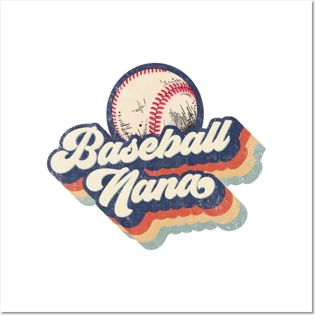 Retro Baseball Nana Mother's Day Wall Art by Wonder man 